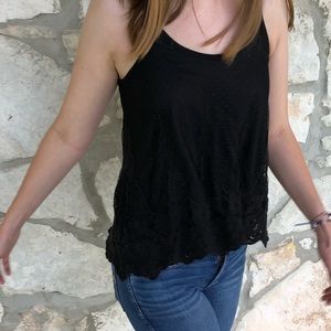 Long crop black tank top